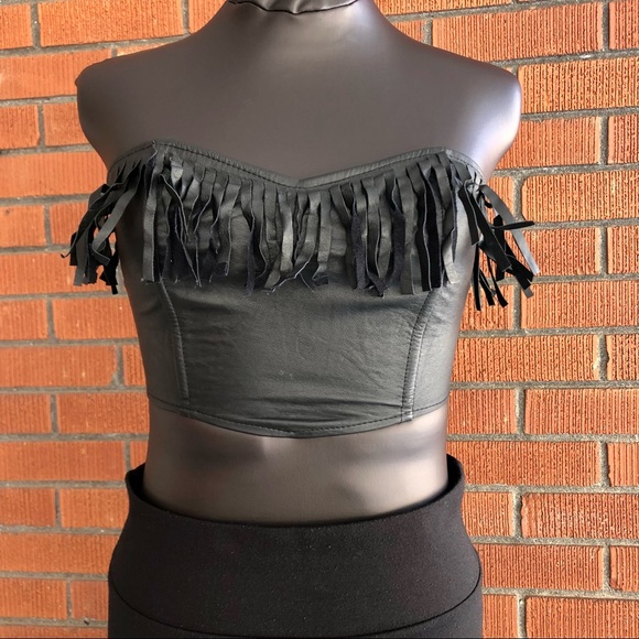 1980s IOU Leather Bodice with Fringe - Picture 7 of 12